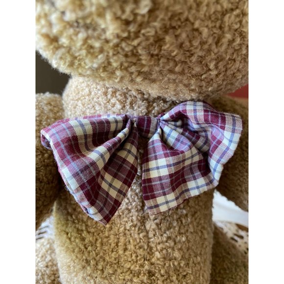 DAKIN TEDDY BEAR - NWT - Posable Head, Hands, Legs - 17" - Curly Hair/Plaid Bow - Picture 12 of 12
